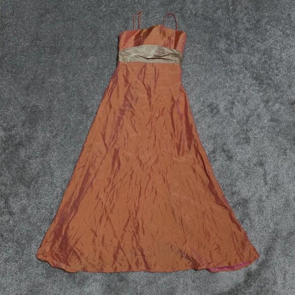 Jim Hjelm Occasions Maxi Bridal Gown Women's Size 8 Orange Spaghetti Formal - Picture 1 of 10